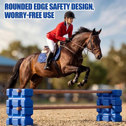 BreezeHug 2 Pack Horse Jump Blocks, 24 x 9.45 x 15.16 Heavy Duty Thick-Walled Plastic Equestrian Practice Equipment Horse Jumping Blocks with Anti-Slip Dot Surface for Versatile Training, Blue in Kuwait