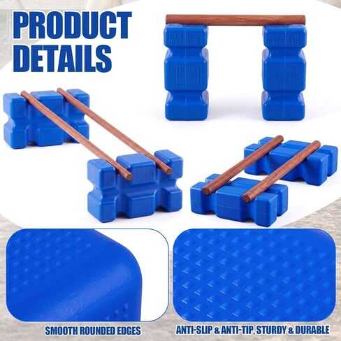 BreezeHug 2 Pack Horse Jump Blocks, 24 x 9.45 x 15.16 Heavy Duty Thick-Walled Plastic Equestrian Practice Equipment Horse Jumping Blocks with Anti-Slip Dot Surface for Versatile Training, Blue in Kuwait