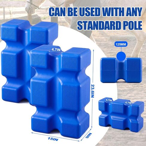 BreezeHug 2 Pack Horse Jump Blocks, 24 x 9.45 x 15.16 Heavy Duty Thick-Walled Plastic Equestrian Practice Equipment Horse Jumping Blocks with Anti-Slip Dot Surface for Versatile Training, Blue in Kuwait