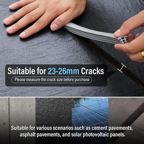 100 Ft EPDM Rubber Expansion Joint Filler, 1 Inch Wide Flexible Concrete Crack Repair Strip, Weather Resistant Driveway Sidewalk Sealant, Grey in Kuwait