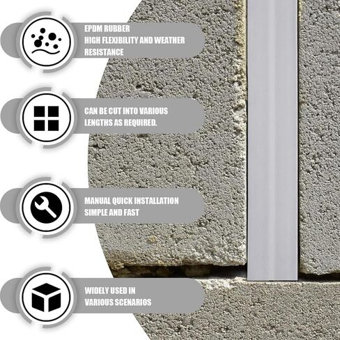 100 Ft EPDM Rubber Expansion Joint Filler, 1 Inch Wide Flexible Concrete Crack Repair Strip, Weather Resistant Driveway Sidewalk Sealant, Grey in Kuwait