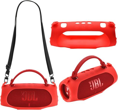 حافظة غطاء من السيليكون متوافقة مع مكبر صوت بلوتوث محمول JBL Charge 6، حافظة واقية محمولة مع ملحقات مكبر صوت لاسلكي بحزام الكتف لـ JBL Charge 6 Bluetooth (أزرق) in Kuwait