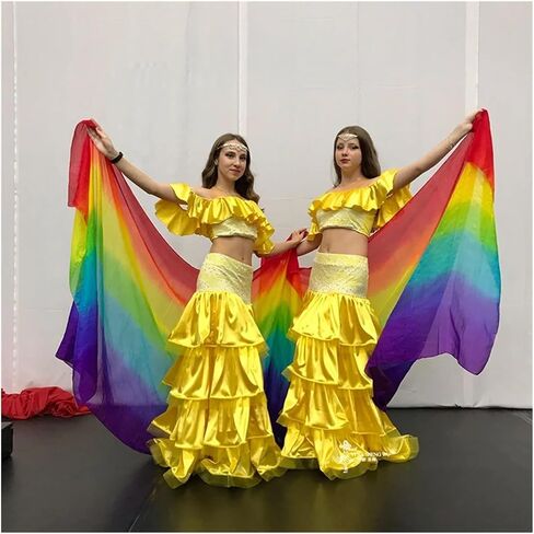 Women's Silk Belly Dance Scarf 1pc Promotion Belly Dance Silk Veil Adult Children Hand Thrown Scarf Silk Gradient Color Belly Dance Silk Scarf For performance competitions(Sk029,250X114CM) in Kuwait