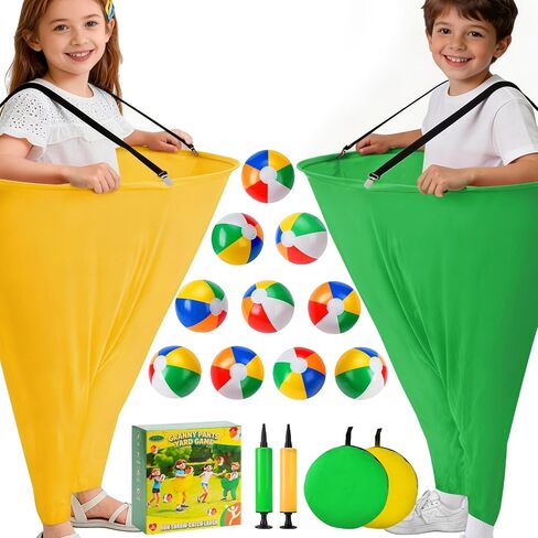 17 PCS Granny Pants Yard Game Easter Games Set, 2 Oversized Granny Funny Pants with 10 Balls, 2 Air Pumps, Outdoor Tossing Games for Kids Backyard Lawn Easter Carnival Party Reunion Gathering 4+ Ages in Kuwait