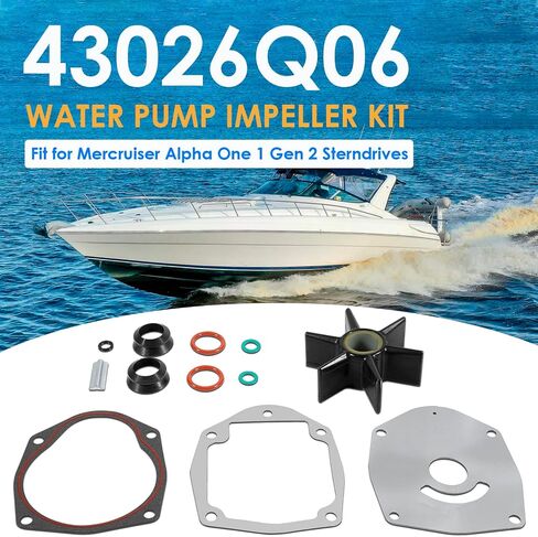 43026Q06 Water Pump Impeller Kit Compatible with Mercruiser Alpha One 1 Gen 2 Sterndrives Replacement 8M0100526 47-43026Q06 18-3265 in Kuwait