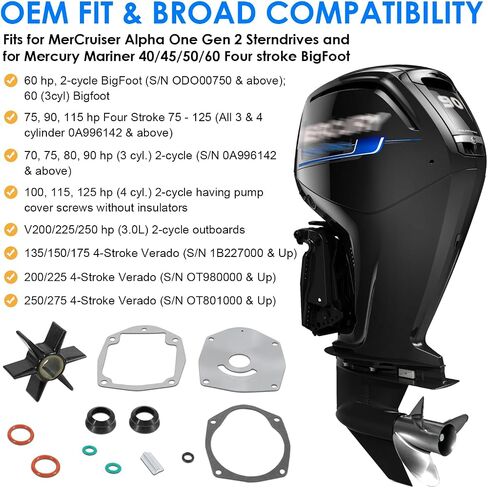 43026Q06 Water Pump Impeller Kit Compatible with Mercruiser Alpha One 1 Gen 2 Sterndrives Replacement 8M0100526 47-43026Q06 18-3265 in Kuwait