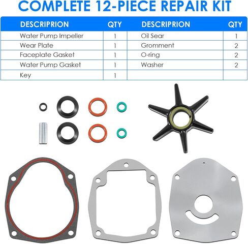 43026Q06 Water Pump Impeller Kit Compatible with Mercruiser Alpha One 1 Gen 2 Sterndrives Replacement 8M0100526 47-43026Q06 18-3265 in Kuwait
