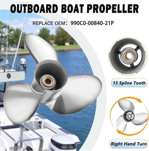 Upgrade 15 X 21 OEM 990C0-00840-21P Stainless Steel Outboard Boat Propeller Fit Suzuki Engines DT/DF150/175/200/225HP DF250/300HP 15 Spline Tooth 3 Blades RH in Kuwait