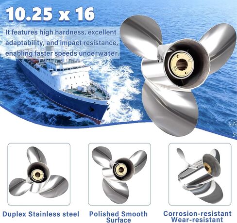 FYMP Upgrade 10.25 x 16 For Mercury Vengeance Style Boat Propeller, Parts No. 48-16986, for Mercury Outboard 40-60 HP,13 Spline Tooth,RH in Kuwait