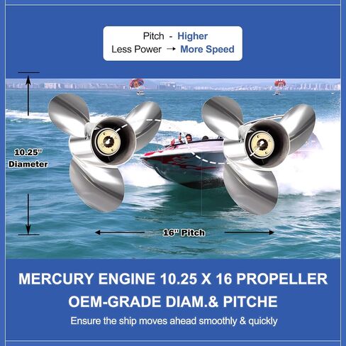 FYMP Upgrade 10.25 x 16 For Mercury Vengeance Style Boat Propeller, Parts No. 48-16986, for Mercury Outboard 40-60 HP,13 Spline Tooth,RH in Kuwait