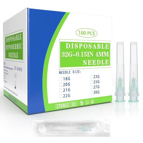 100 Pack 32ga Luer Lock Needle with Cap, 1/6Inch Dispensing Tools for Liquid Measuring, Refilling Inks, Individually Wrapped in Kuwait