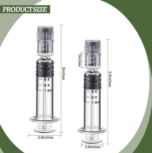 Nuanchu 12 حزمة 1ml البورسليكات الزجاج Luer أداة قياس أغذية الحيوانات الأليفة أداة قياس الزجاج القابلة لإعادة الاستخدام مع 14 غيغا حادة تلميح تعبئتها بشكل فردي للاستخدام للفنون والحرف، والسوائل السميكة، والزيوت، والغراء، والحبر in Kuwait