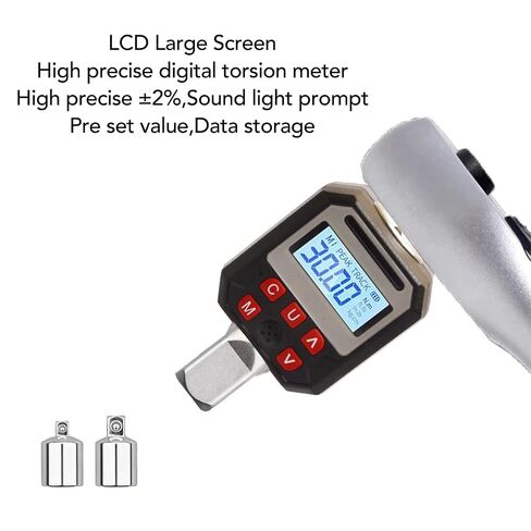 ViaGasaFamido Digital Torque Wrench Adapter, Steel Material, 0-60Nm Display Range, Buzzer and LED Indicators for Automotive Maintenance and DIY Users in Saudi Arabia