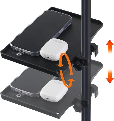 Microphone Stand Tray, Plastic Clamp on Firm Rack Tray Holder, Adjustable Mic Stand Desk Shelf with 4 Pound Capacity for Stage, Music Sheet, Recording, Live Streaming, Karaoke, Podcast (7.9" × 5.5") in Saudi Arabia