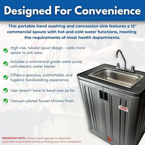 Portable Sink Hand Wash Station - Single Station with Hot & Cold Water | Portable Hand Washing Sink or Portable Concession Sink For Food Trucks, Concession stands or Commercial Use in Saudi Arabia