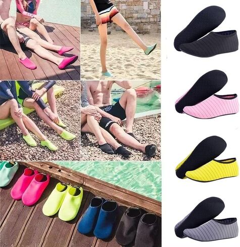1 Pair M(36-37) Lightweight Rubber Sole Water Shoes for Swimming, Diving & Beach Activities, Quick-Dry Fabric Upper(Pink) in Saudi Arabia