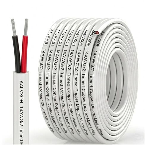 12/2 Gauge Marine Wire, 50FT Duplex Marine Grade Cable, 12 AWG Tinned Copper Boat Wiring, Flexible Boat Cable for Boat, Automotive, RV, Solar, LED Strips in Kuwait
