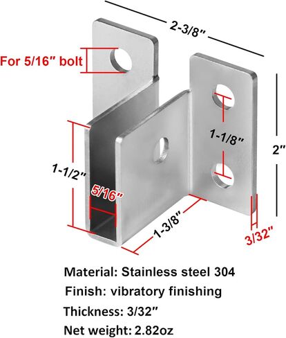 8 Pack U Sign Brackets for 1/4" Material Corners, Sign Substrate Mounting | 304 Stainless Steel in Kuwait