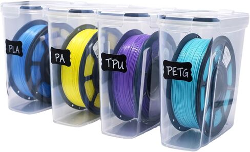 4 Pack Filament Storage Container for 3D Printing Filaments Sealing and Protection, 3D Printer Filament Storage Dry Box with Desiccant&Label,Water and Dust-Proof 4.0L, Clear (9.45 * 9.25 * 4.3) in Saudi Arabia