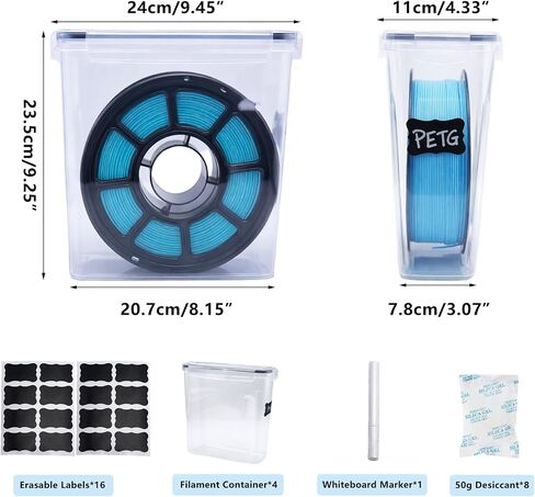 4 Pack Filament Storage Container for 3D Printing Filaments Sealing and Protection, 3D Printer Filament Storage Dry Box with Desiccant&Label,Water and Dust-Proof 4.0L, Clear (9.45 * 9.25 * 4.3) in Saudi Arabia