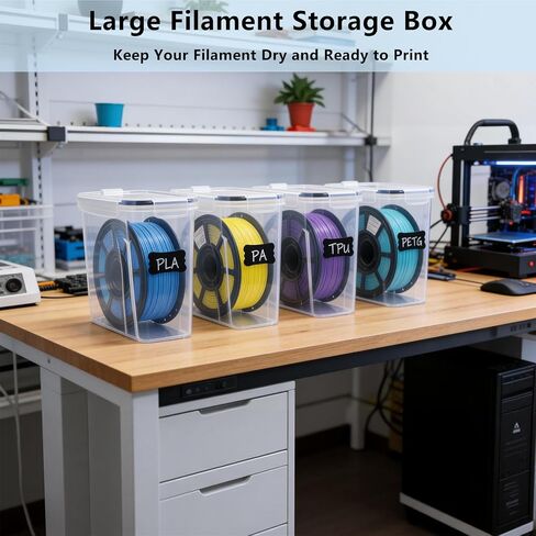 4 Pack Filament Storage Container for 3D Printing Filaments Sealing and Protection, 3D Printer Filament Storage Dry Box with Desiccant&Label,Water and Dust-Proof 4.0L, Clear (9.45 * 9.25 * 4.3) in Saudi Arabia
