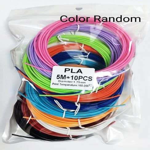 PLA عينة خيوط طابعة ثلاثية الأبعاد مقاس 1.75 مم، حزمة 10 × 5 م، 10 عبوات 50 م خيوط طابعة ثلاثية الأبعاد، أسود، أبيض، أحمر، أزرق، أرجواني، بني، أخضر، أصفر، وردي، برتقالي، دقة الأبعاد +/- 0.02 مم in Kuwait