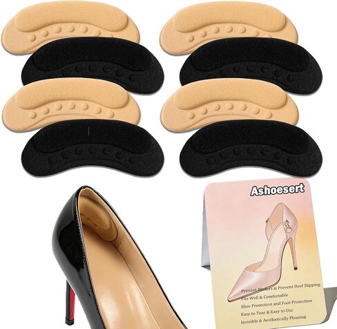 Ashoesert 4 Pairs Heel Grips Cushion Inserts, Self-Adhesive Heel Pads for Loose/Too Big Shoes, Anti-Slip Shoe Inserts for Women and Men, Heel Pain Relief Foot Cushions in Saudi Arabia