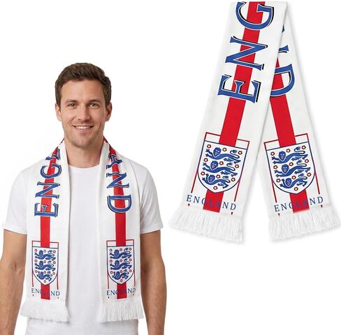 2026 Soccer Support Scarf, Team England Soccer Scarf England Flag Sports Fan Scarves Red White Patriotic Football Supporter Scarves for World Cup Cheering Game Team Party Gifts in Kuwait