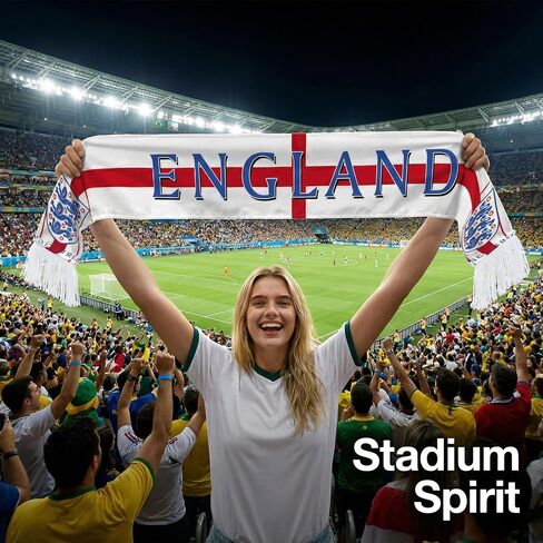 2026 Soccer Support Scarf, Team England Soccer Scarf England Flag Sports Fan Scarves Red White Patriotic Football Supporter Scarves for World Cup Cheering Game Team Party Gifts in Kuwait