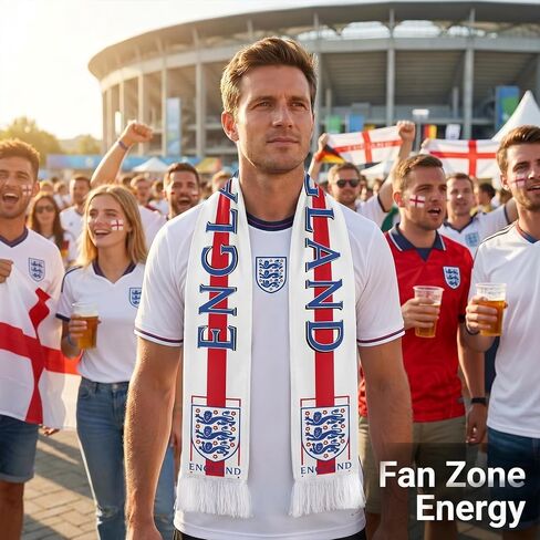 2026 Soccer Support Scarf, Team England Soccer Scarf England Flag Sports Fan Scarves Red White Patriotic Football Supporter Scarves for World Cup Cheering Game Team Party Gifts in Kuwait