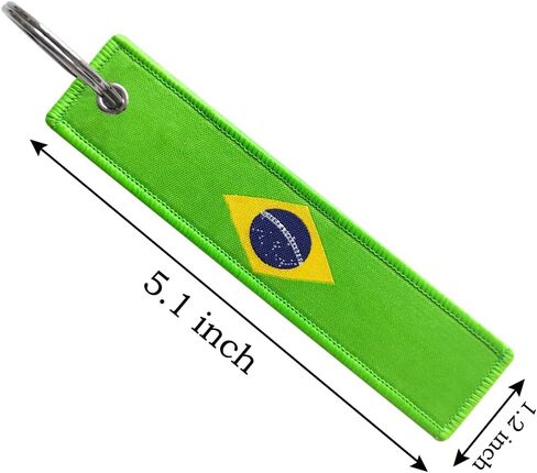 3 Pack Brazil Flag Brazilian Flag Keychain Tag with Key Ring - Keys, Cars, Motorcycles, Backpacks, Luggage and Gifts - EDC in Kuwait