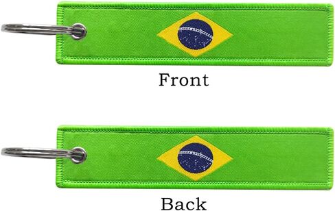 3 Pack Brazil Flag Brazilian Flag Keychain Tag with Key Ring - Keys, Cars, Motorcycles, Backpacks, Luggage and Gifts - EDC in Kuwait