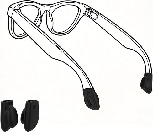 قبضة أذن HIBLOKS للنظارات متوافقة مع Ray-Ban Meta Wayfarer/Skyler/Headliner & Gen 2 ملحقات النظارات الذكية، مثبتات النظارات المرنة المصنوعة من السيليكون المضادة للانزلاق للنظارات الذكية Rayban Gen 2 in Kuwait