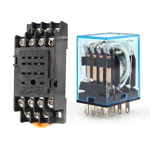 مرحل متوسط ​​HH54P MY4NJ مايكرو كهرومغناطيسي صغير تيار متردد/تيار مستمر 12 فولت 24 فولت AC110V 220 فولت 380 فولت مع قاعدة مقبس 14 دبابيس PYF14A(تيار مستمر 12 فولت) in Kuwait