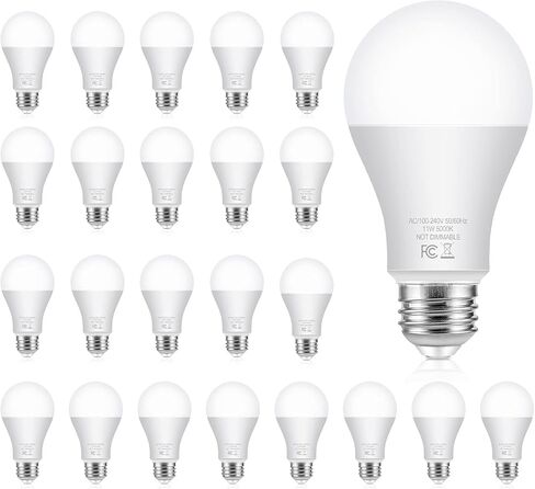 مصابيح إضاءة LED Yochoice بقدرة 100 وات تعادل 1100 لومن، A19 11W 5000K ضوء نهاري أبيض غير قابل للتعتيم، فائقة السطوع بدون وميض قياسي E26 لمبات إديسون اللولبية للمنزل وغرفة النوم ومصباح المكتب، 12 حزمة in Kuwait