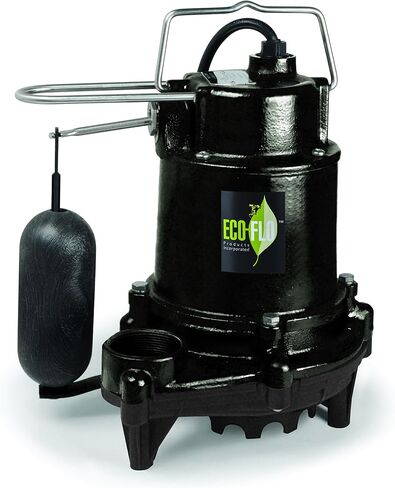 منتجات ECO-FLO EFSA50 1/2 حصان 5100 GPH مضخة حوض من الحديد الزهر مع مفتاح عمودي، أسود in Kuwait