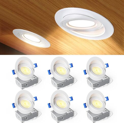 Ensenior 4 Pack 4 inch Gimbal Led Recessed Light, 5CCT 2700K-5000K, 360°+90° Adjustable, Dimmable, Aluminum, CRI90+, 900LM 9W 120V, Eyeball Recessed Lighting, Directional Can Light, ETL&FCC&IC in Saudi Arabia
