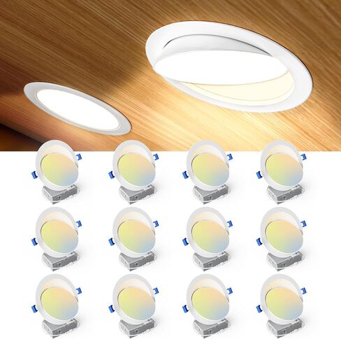Ensenior 4 Pack 4 inch Gimbal Led Recessed Light, 5CCT 2700K-5000K, 360°+90° Adjustable, Dimmable, Aluminum, CRI90+, 900LM 9W 120V, Eyeball Recessed Lighting, Directional Can Light, ETL&FCC&IC in Saudi Arabia