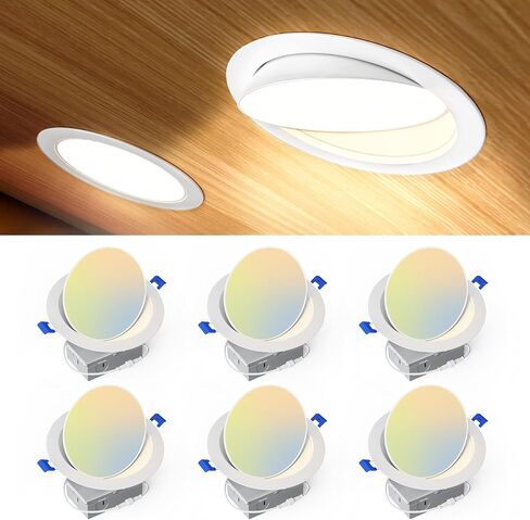 Ensenior 4 Pack 4 inch Gimbal Led Recessed Light, 5CCT 2700K-5000K, 360°+90° Adjustable, Dimmable, Aluminum, CRI90+, 900LM 9W 120V, Eyeball Recessed Lighting, Directional Can Light, ETL&FCC&IC in Saudi Arabia