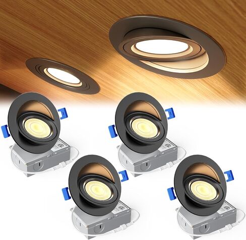 Ensenior 4 Pack 4 inch Gimbal Led Recessed Light, 5CCT 2700K-5000K, 360°+90° Adjustable, Dimmable, Aluminum, CRI90+, 900LM 9W 120V, Eyeball Recessed Lighting, Directional Can Light, ETL&FCC&IC in Saudi Arabia