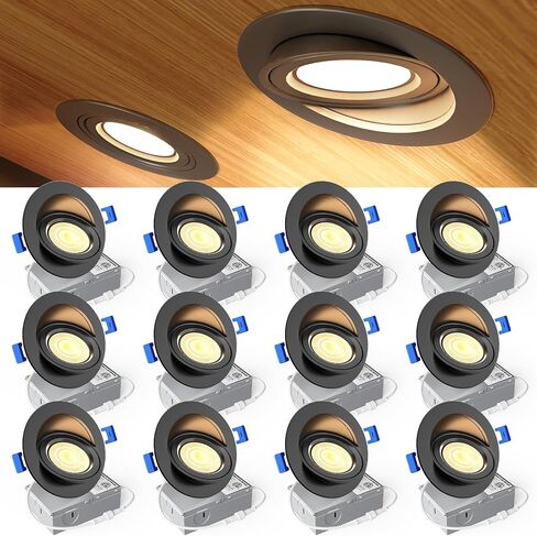 Ensenior 4 Pack 4 inch Gimbal Led Recessed Light, 5CCT 2700K-5000K, 360°+90° Adjustable, Dimmable, Aluminum, CRI90+, 900LM 9W 120V, Eyeball Recessed Lighting, Directional Can Light, ETL&FCC&IC in Saudi Arabia