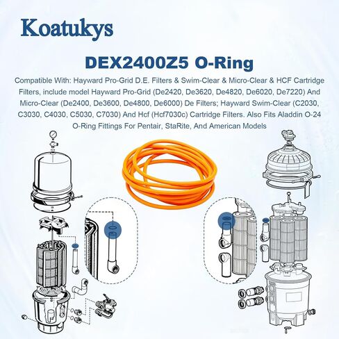 8 قطعة DEX2400Z5 O-Ring لكوع مخرج مرشح حوض السباحة هايوارد | ختم مطاطي مانع للتسرب من Buna-N باللون البرتقالي لشركة Hayward Pro-Grid D.E. مرشحات مايكرو كلير للسباحة HCF in Kuwait