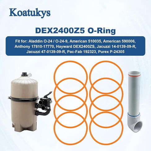 8 قطعة DEX2400Z5 O-Ring لكوع مخرج مرشح حوض السباحة هايوارد | ختم مطاطي مانع للتسرب من Buna-N باللون البرتقالي لشركة Hayward Pro-Grid D.E. مرشحات مايكرو كلير للسباحة HCF in Kuwait