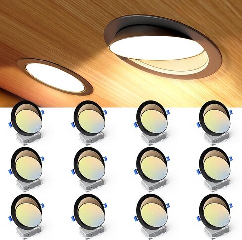 Ensenior 4 Pack 4 inch Gimbal Led Recessed Light, 5CCT 2700K-5000K, 360°+90° Adjustable, Dimmable, Aluminum, CRI90+, 900LM 9W 120V, Eyeball Recessed Lighting, Directional Can Light, ETL&FCC&IC in Saudi Arabia