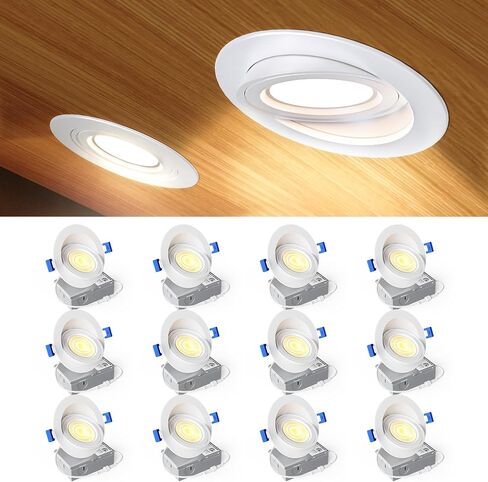Ensenior 4 Pack 4 inch Gimbal Led Recessed Light, 5CCT 2700K-5000K, 360°+90° Adjustable, Dimmable, Aluminum, CRI90+, 900LM 9W 120V, Eyeball Recessed Lighting, Directional Can Light, ETL&FCC&IC in Saudi Arabia