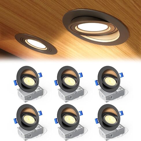 Ensenior 4 Pack 4 inch Gimbal Led Recessed Light, 5CCT 2700K-5000K, 360°+90° Adjustable, Dimmable, Aluminum, CRI90+, 900LM 9W 120V, Eyeball Recessed Lighting, Directional Can Light, ETL&FCC&IC in Saudi Arabia