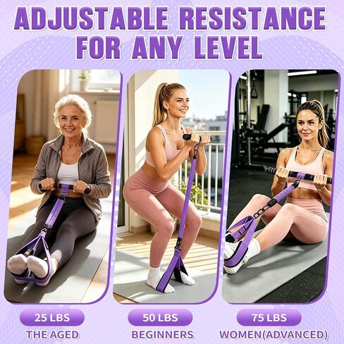 ترقية الفرقة المقاومة دواسة دائم مع مقبض، 75LBS قابل للتعديل 3 أنبوب جهاز دواسة القدم بولير ممارسة العصابات للقلب، وتقاسم المنافع، والخصر، والساقين، والذراعين، والجلوس معدات التمرين للنساء in Kuwait