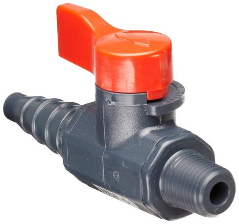 Asahi America-1078002 صمام كروي Labcock PVC، مضمن، جسم موحد، رافعة، 1/4 بوصة NPT ذكر × 3/8 خرطوم in Kuwait