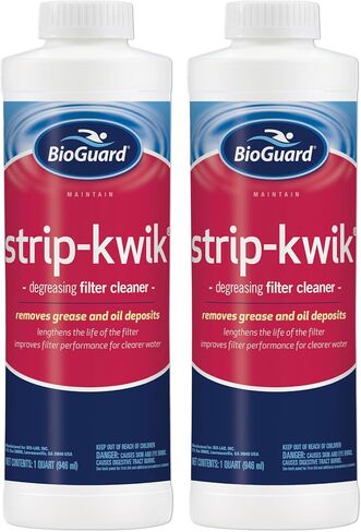 BioGuard Strip Kwik Degreasing Filter Cleaner, 1 Quart, 2 Pack | Removes Grease and Oil Deposits, Improves Filter Performance for Clearer Water in Kuwait