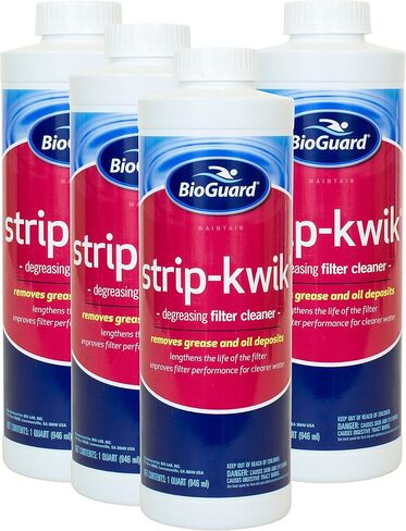 BioGuard Strip Kwik Degreasing Filter Cleaner, 1 Quart, 2 Pack | Removes Grease and Oil Deposits, Improves Filter Performance for Clearer Water in Kuwait